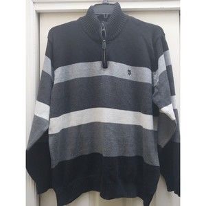 US Polo Assn. Men's Size 2XL Pullover Sweater Quarter Zip  Cotton Black Gray